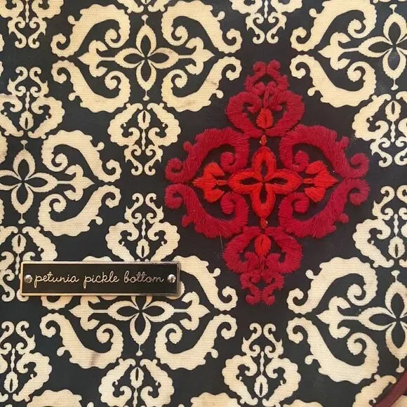 Petunia Pickle Bottom diaper bag, excellent condition black, white, and burgundy - Picture 3 of 13